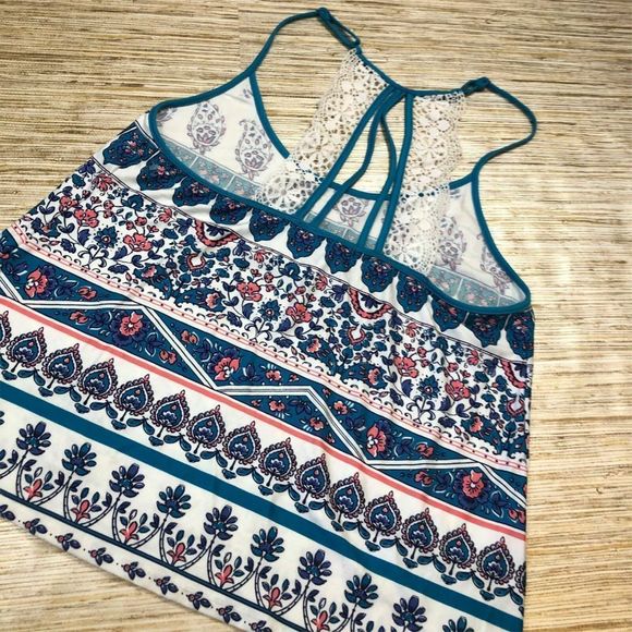 R-8 In Bloom by Jonquil lace back sleep/tank Top TEAL size S new $38 - Picture 2 of 2